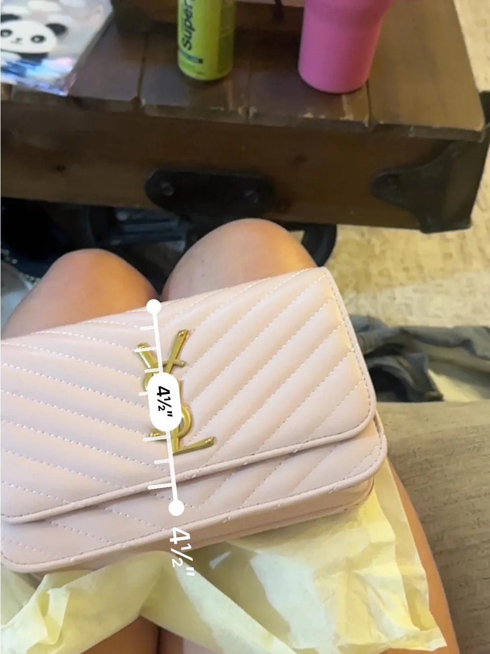 Source Unknown Blush Pink Quilted Leather Chain Crossbody with Gold Hardware